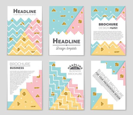 Abstract vector layout background set. For art template design, list, front page, mockup brochure theme style, banner, idea, cover, booklet, print, flyer, book, blank, card, ad, sign, sheet, a4のイラスト素材