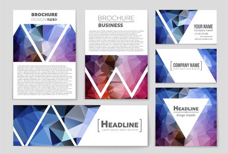 Abstract vector layout background set. For art template design, list, front page, mockup brochure theme style, banner, idea, cover, booklet, print, flyer, book, blank, card, ad, sign, sheet, a4のイラスト素材