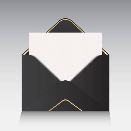 Creative vector illustration of open paper envelope isolated on background. For message, mail, email and business document. Art design. Abstract concept graphic element. Realistic mockup.のイラスト素材