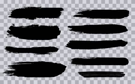 Creative vector illustration of grunge black rough brush strokes isolated on background. Art design stains. Abstract concept graphic banner element.のイラスト素材