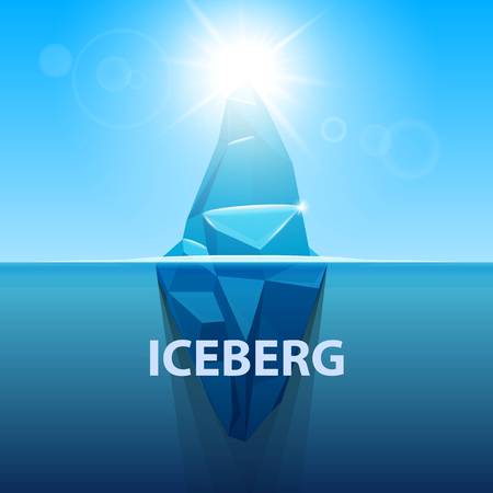 Creative vector illustration of under water antarctic ocean iceberg. Art design infographic template. Hidden danger of global warming of Abstract concept graphic for business metaphor polar element.のイラスト素材