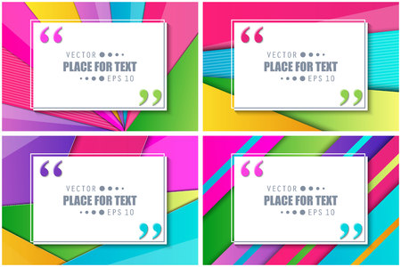 Creative vector illustration of colorful material design style quote bubbles background.のイラスト素材