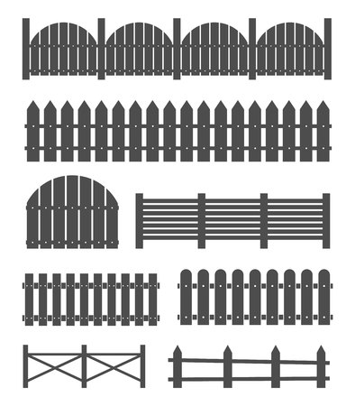 Creative vector illustration of rural wooden fences, pickets isolated on background. Art design. Garden silhouettes wall. Abstract concept graphic elementのイラスト素材