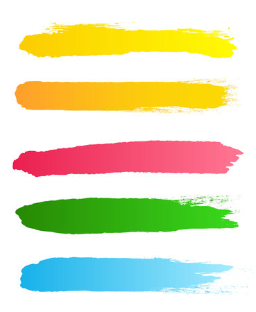 Creative vector illustration of grunge black rough brush strokes isolated on background. Art design stains. Abstract concept graphic banner element.のイラスト素材