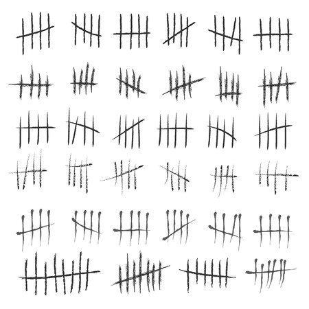Creative vector illustration of counting waiting tally number marks isolated on background. Crossed out line art design. Abstract concept graphic elementのイラスト素材