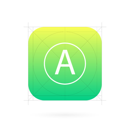 Creative vector illustration set of app icon template with guidelines, grids isolated on background. Art design interfaces and applications. Abstract concept graphic element for web and mobile buttonのイラスト素材