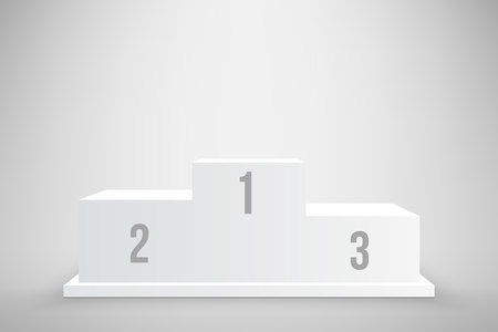 Creative vector illustration of 3d business winners podium in different view isolated on background. Art design pedestal with first, second, third place for award ceremony. Abstract concept graphicのイラスト素材