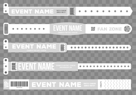 Creative vector illustration of bracelets for entrance to the event isolated on background. Art design. Abstract concept graphic element for concert fan zone, dancing club, party, music festivalのイラスト素材