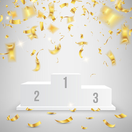 Creative vector illustration of 3d business winners podium in different view isolated on background. Art design pedestal with first, second, third place for award ceremony. Abstract concept graphicのイラスト素材