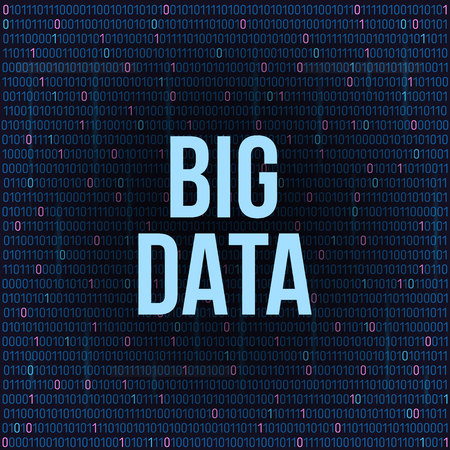 Creative vector illustration of BIG DATA analysis of Information. Science and technology background. Web display screen art design. Abstract concept graphic element for visual future analyze codeのイラスト素材