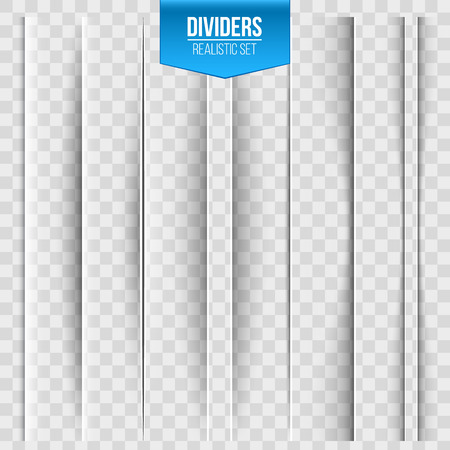 Creative vector illustration of realistic paper shadow dividers isolated on transparent background. Art design effect set. Abstract concept graphic elementのイラスト素材