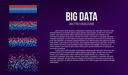 Creative vector illustration of BIG DATA analysis of Information. Science and technology background. Web display screen art design. Abstract concept graphic element for visual future analyze codeのイラスト素材