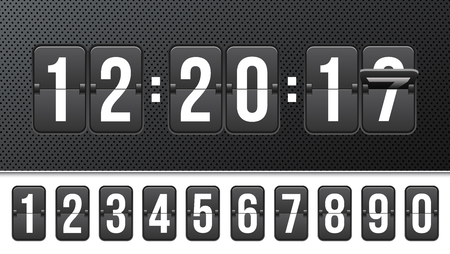 Creative vector illustration of countdown timer with different numbers isolated on background. Clock counter art design. Abstract concept graphic mechanical scoreboard panel elementのイラスト素材
