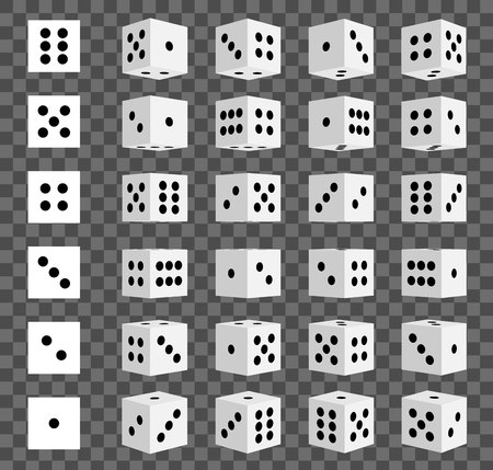 Creative vector illustration of isometric 3d gambling dice combination isolated on transparent background. Art design game. Abstract concept graphic casino 24 turns cube elementのイラスト素材