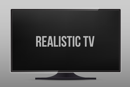 Creative vector illustration of realistic TV screen, lcd panel, isolated on transparent background. Computer monitor display. Design television blank mockup template. Abstract concept graphic element.のイラスト素材