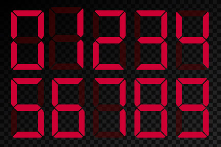 Creative vector illustration of calculator liquid crystal digital numbers isolated on background. Lcd electronic screen. Art design. Clock timer. Abstract concept graphic elementのイラスト素材