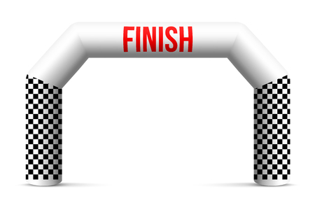 Creative vector illustration of finish line inflatable arch isolated on background. Art design archway suitable for different outdoor sport events. Concept graphic triathlon, marathon, racing, elementのイラスト素材