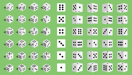 Creative vector illustration of isometric 3d gambling dice combination isolated on transparent background. Art design game. Abstract concept graphic casino 24 turns cube elementのイラスト素材