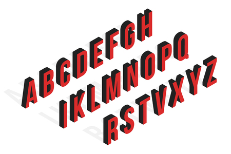 Creative vector illustration of modern trend glitch isometric font isolated on background. Art design 3d alphabet with distortion with drop shadow. Abstract concept graphic typeface elementのイラスト素材