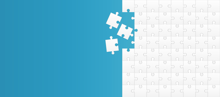 Creative vector illustration of jigsaw puzzle pieces background. Business concept art design blank mockup template. Abstract graphic seamless mosaic element.のイラスト素材