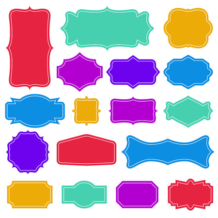 Creative vector illustration set of decorative vintage frames isolated on transparent background. Art design border labels. Blank frames template. Abstract concept graphic retro elementのイラスト素材