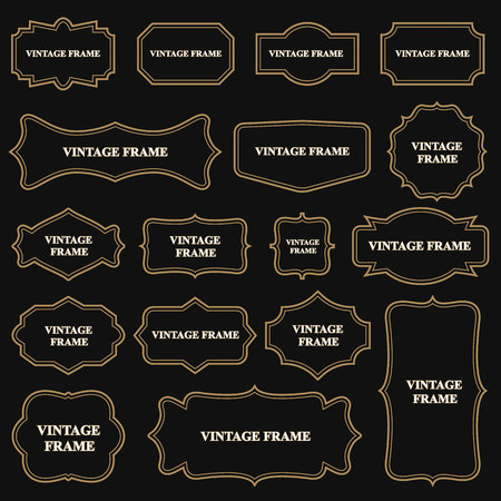 Creative vector illustration set of decorative vintage frames isolated on transparent background. Art design border labels. Blank frames template. Abstract concept graphic retro elementのイラスト素材