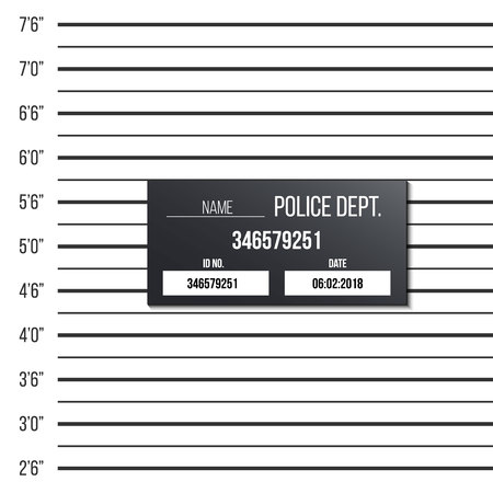 Creative vector illustration of police lineup, mugshot template with a table isolated on transparent background. Art design silhouette of anonymous. Abstract concept graphic elementのイラスト素材