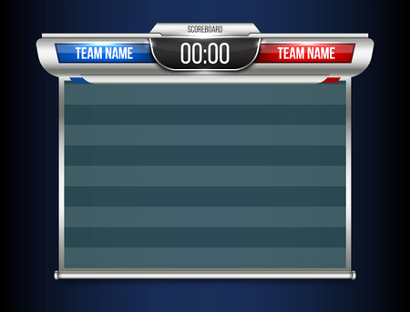 Creative vector illustration digital scoreboard broadcast graphic isolated on transparent background. Art design lower thirds template. Abstract concept soccer, football, basketball, futsal elementのイラスト素材