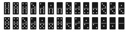 Creative vector illustration of realistic domino full set isolated on transparent background. Dominoes bones art design. Abstract concept 28 pieces for game graphic elementのイラスト素材