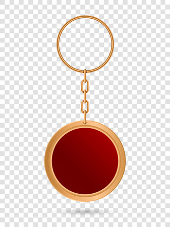 Creative vector illustration of metal keychains for key set isolated on transparent background. Art design template. Abstract concept key chain mock up top view, keyring holder graphic elementのイラスト素材