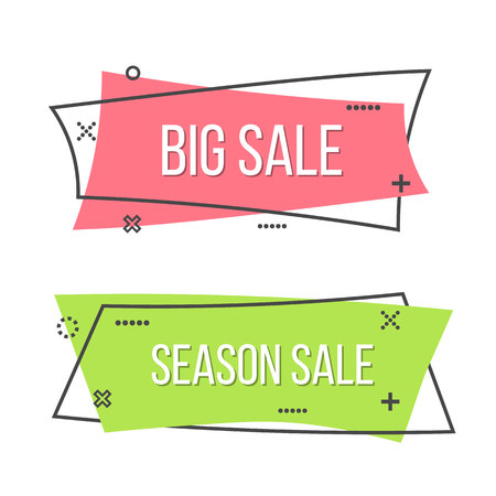 Creative vector illustration of promotion ribbon banner isolated on transparent background. Art design flat linear badge. Abstract concept scroll, price tag, sticker, sale poster graphic elementのイラスト素材