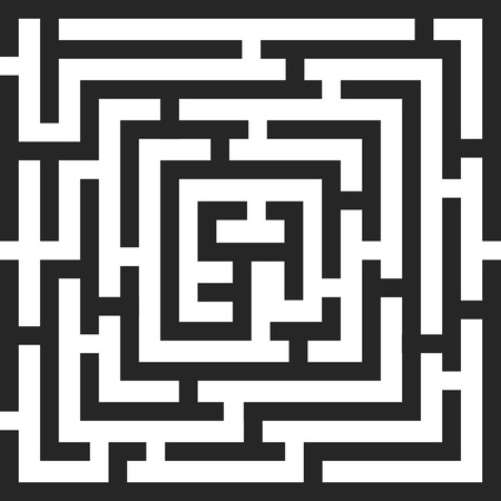 Creative vector illustration of labyrinth, maze with entry and exit isolated on transparent background. Art design. Abstract concept paths to deadlock, entrance, exit, right way to go graphic elementのイラスト素材