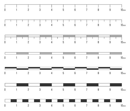 Creative vector illustration of map scale line set isolated on transparent background. Art design unit of measurement. Abstract concept mathematical ratio, fraction graphic element