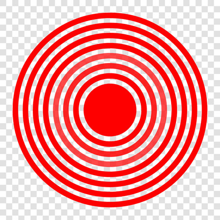 Creative vector illustration of pill target spot symbol, medical painkiller drug icon isolated on transparent background. Art design red pain circle. Abstract ache analgetic remedy medicine element.のイラスト素材