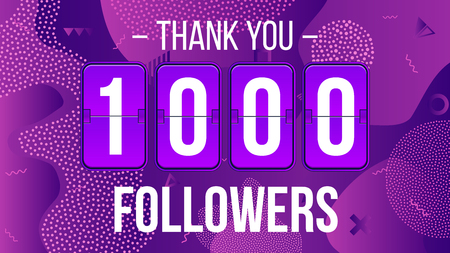 Creative vector illustration of 1000 followers subscribers, thank you card banner isolated on transparent background. Art design web user celebrates blogger network. Abstract concept graphic element.のイラスト素材