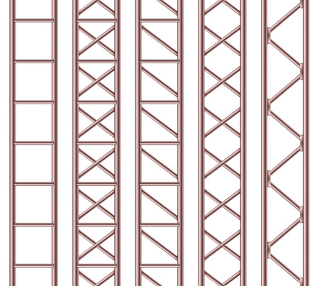 Creative vector illustration of steel truss girder, chrome pipes isolated on transparent background. Art design horizontal metal construction structure for billboard. Abstract concept graphic element.のイラスト素材