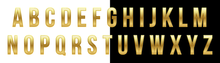 Creative vector illustration of golden glossy font, gold alphabet, metal typeface isolated on transparent background. Art design luxury metallic typographic abc. Abstract concept graphic elementのイラスト素材