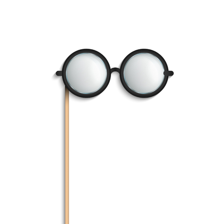 Creative vector illustration of glasses stick, eyeglasses photobooth props isolated on transparent background. Art design funny masquerade template. Abstract concept graphic accessory element.のイラスト素材