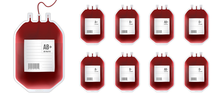 Creative vector illustration of Blood Bag with type, plastic container for plasma isolated on transparent background. Art design template. Abstract concept graphic medicine clinic element.のイラスト素材