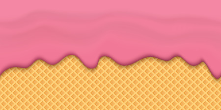 Creative vector illustration of yogurt creamy liquid drips, cream melt milk splash flowing seamless wide background with transparent. Art design sweet dessert flow layers. Abstract concept element.のイラスト素材