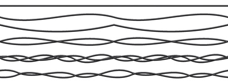 Creative vector illustration of realistic electrical wires flexible network, connection industrial power energy cables isolated on transparent background. Art design. Abstract concept graphic element.のイラスト素材