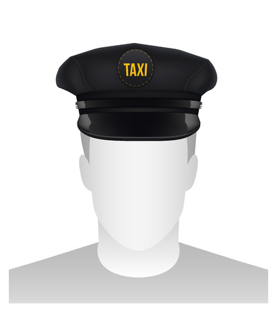 Creative vector illustration of retro classic taxi driver cap with visor isolated on transparent background. Art design template. Abstract concept graphic element.のイラスト素材