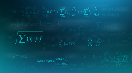 Creative vector illustration of math equation, mathematical, arithmetic, physics formulas background. Art design screen, blackboard template. Abstract concept graphic element.のイラスト素材