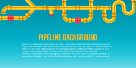 Creative vector illustration of industrial oil, water, gas pipe system and ware pipeline fittings, valves on background. Art design plumbing and taps. Abstract concept graphic element.のイラスト素材