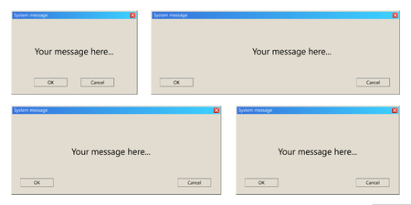 Creative vector illustration of operating system message template, error window isolated on transparent background. Art design computer user interface. Abstract concept graphic information element.のイラスト素材