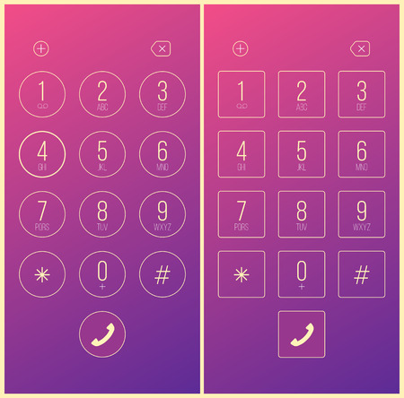 Creative vector illustration of phone dial, keypad with numbers isolated on transparent background. Art design smartphone touchscreen device. Abstract concept graphic user interface element.のイラスト素材
