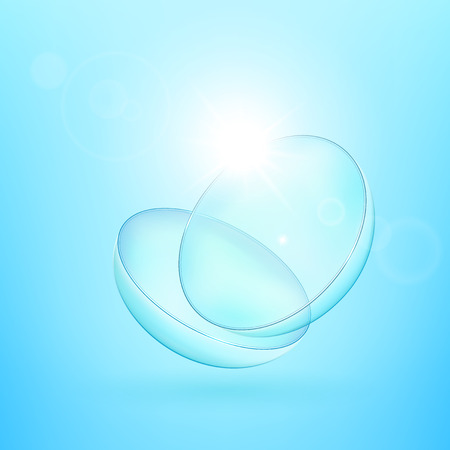 Creative vector illustration of realistic glass eye contacts lenses collection isolated on transparent background. Art design medical for correct vision template. Abstract concept graphic element.のイラスト素材