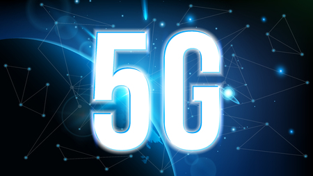 Creative vector illustration of 5G signal transmission technology, new wireless internet wifi...