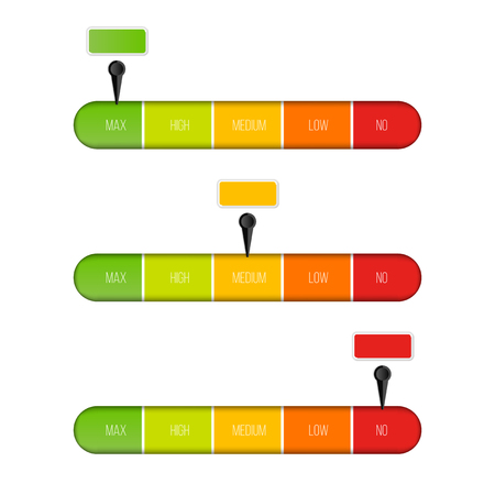 Creative vector illustration of level indicator meter with percentage units isolated on transparent background. Art design progress bar template. Abstract concept graphic slider infographic element.のイラスト素材