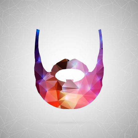 Abstract creative concept icon of beard. For web and mobile content isolated on background, unusual template design, flat silhouette object and social media image, triangle art origami.の写真素材